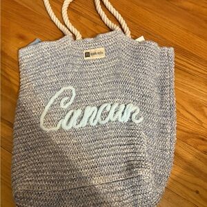 Robin Ruth Cancun Knit Tote in Blue and White
